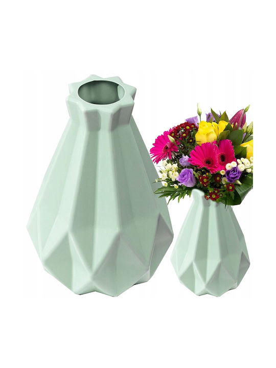 Vază Decorativă Din Plastic Verde 14x14xÎnălțime 20cm