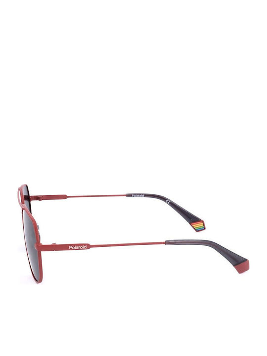Polaroid Unisex Γυαλιά Ηλίου με Κόκκινο Μεταλλικό Σκελετό και Γκρι Φακό PLD6195/S/X 0Z3/Le