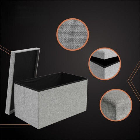 Taburet Camera De Zi Cu Spațiu De Depozitare Tapițat Cu Țesătură Gri 60x30x30cm