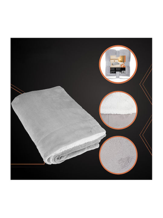 Κουβέρτα Γούνινη Μονή 150x200εκ. Light Gray/white