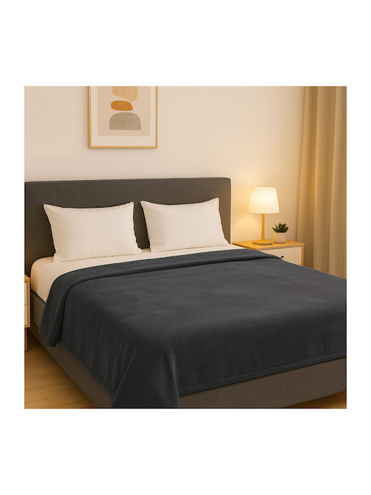 Κουβέρτα Γούνινη Μονή 150x200εκ. Dark Gray