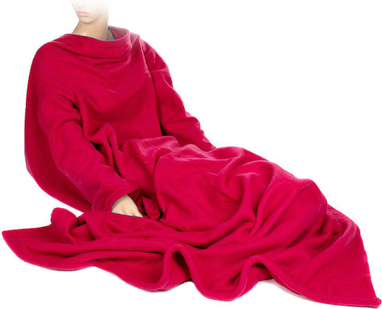 Κουβέρτα με Μανίκια 138x180εκ. Red