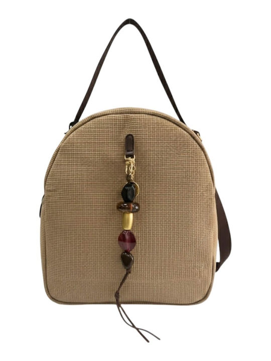 Gestrickte Damen Rucksack Tasche Beige