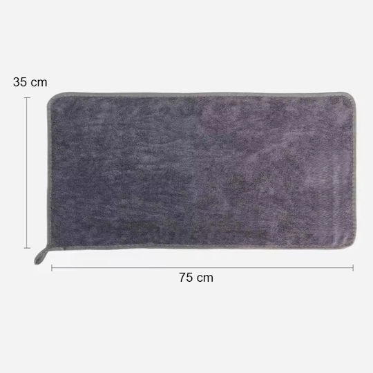 Lavetă Din Microfibră De Curățenie Uscare Lustruire Pentru Materiale Plastice Pentru Interior - Tabloul De Bord Mașină 400gsm Gri 75x35cm