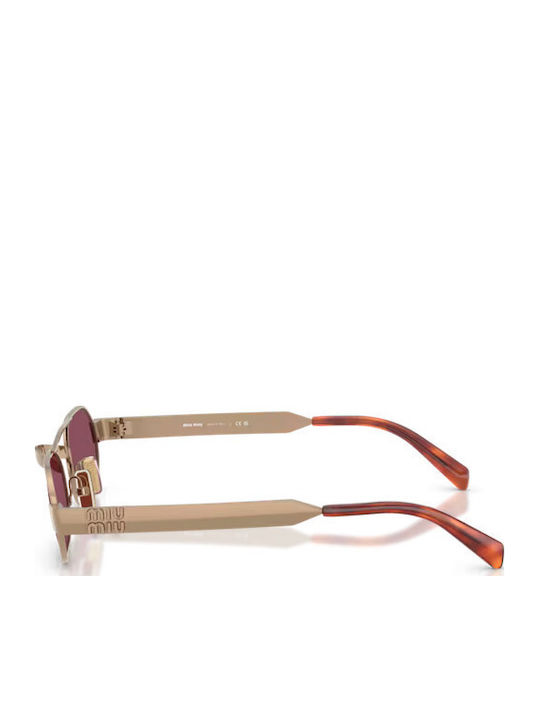 Miu Miu Women's Sunglasses with Gold Metallic Frame and Purple Lenses