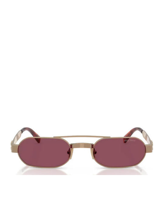 Miu Miu Women's Sunglasses with Gold Metallic Frame and Purple Lenses