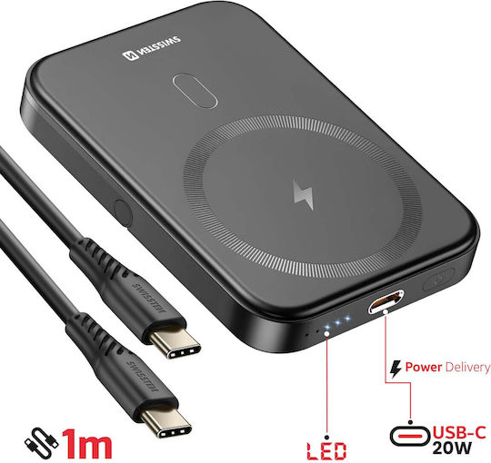 Swissten Magsafe Pack iPhone 13 Калъф Двукомпонентен 5000 mAh Powerbank Прозрачен