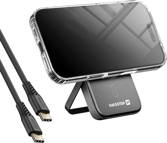 Swissten Magsafe Pack Iphone 16 Bi-material Case 5000 Mah Powerbank Transparent
