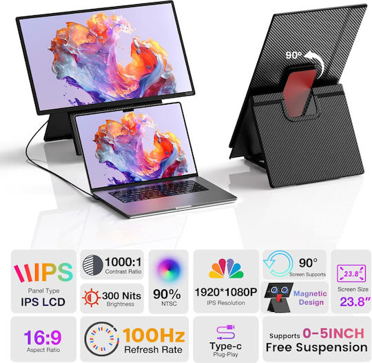 Qova IPS Monitor Portabil 23.8" FHD 1920x1080