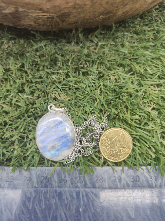 Silberne Halskette mit Mondstein – Kette aus Edelstahl