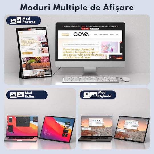 Qova Z1C IPS Monitor Portabil 16" FHD 1920x1200