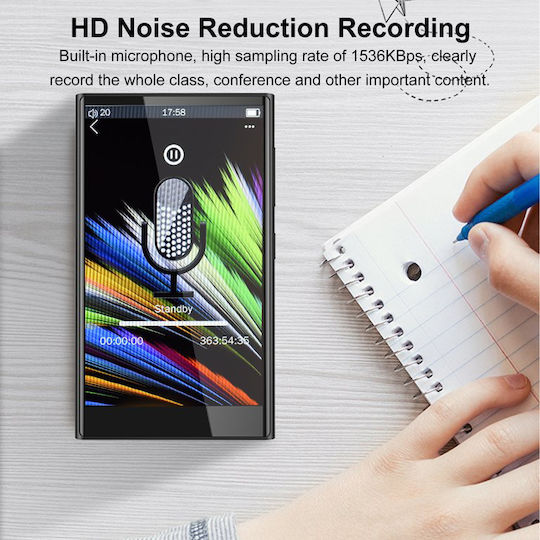 Ruizu MP3 Player 16GB with IPS Touch Screen 3.8 Inch Black H10-16GB