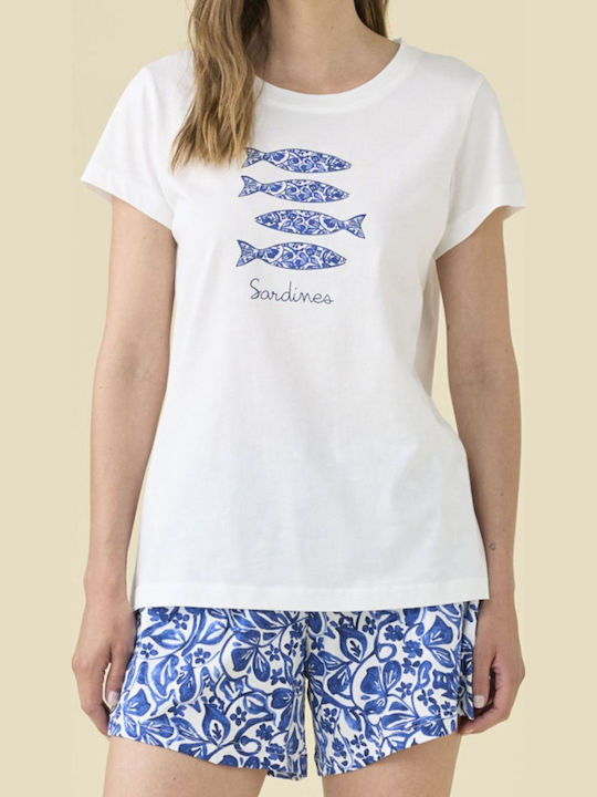 Noidinotte Summer Women's Cotton Pyjamas Set Blue