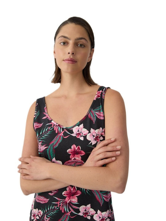 Minerva Summer Cotton Women's Black Nightgown