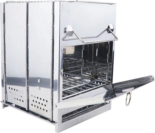 Grătar cu Cărbune Portabil din Inox 14x14cm