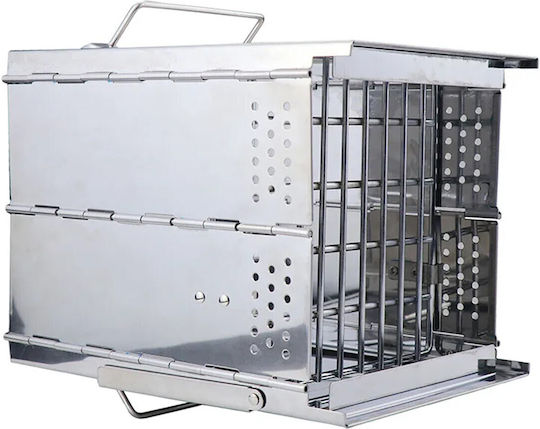 Grătar cu Cărbune Portabil din Inox 14x14cm