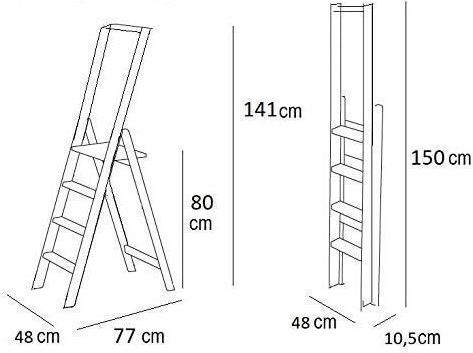 Arredamenti Italia Aluminum Ladder with 4 Steps 80cm