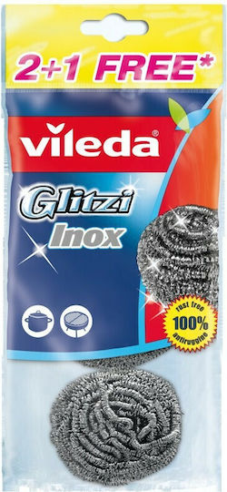 Vileda Glitzi Inox Σετ Σφουγγάρια Ασημί