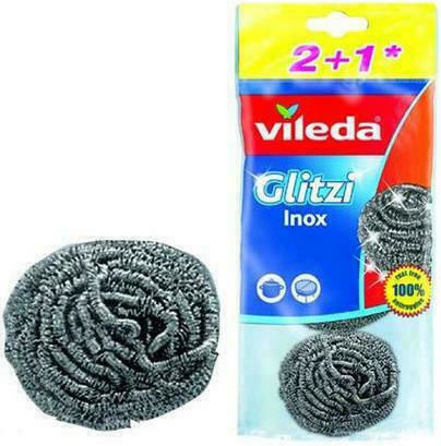 Vileda Glitzi Inox Σετ Σφουγγάρια Ασημί