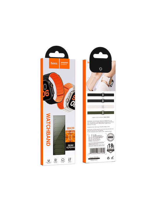 Hoco Wa39 Flex Series Tragbare Bänder 38 40 41 42mm Silikonarmband Apple Watch Series 1 2 3 4 5 6 7 8 9 se se2 Khaki Schwarz