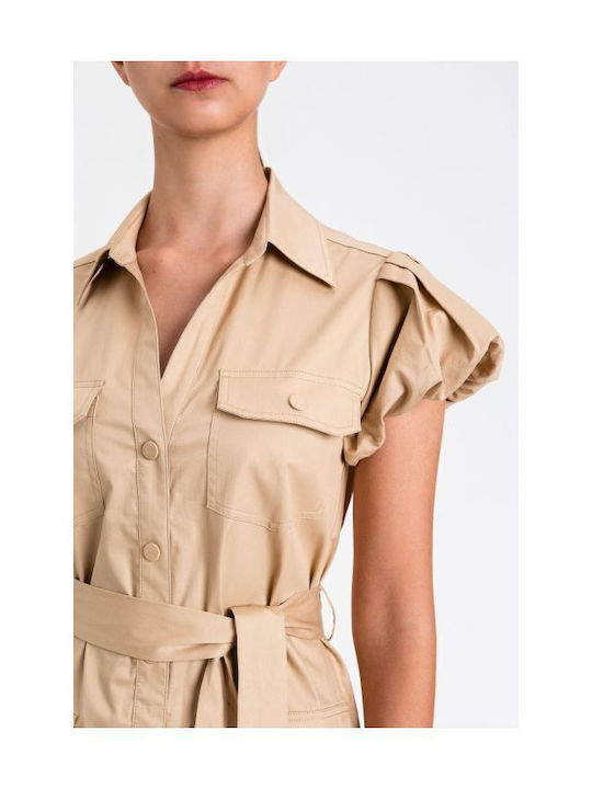 Rochii De Vară Pentru Femei Mini Rochie-Cămașă Bej