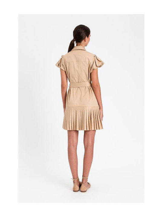 Rochii De Vară Pentru Femei Mini Rochie-Cămașă Bej