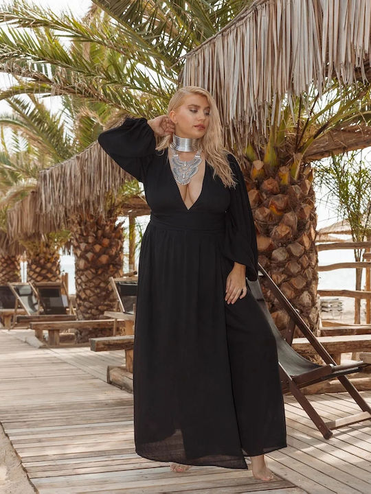 Maxi Long Sleeve Black Dress Size S