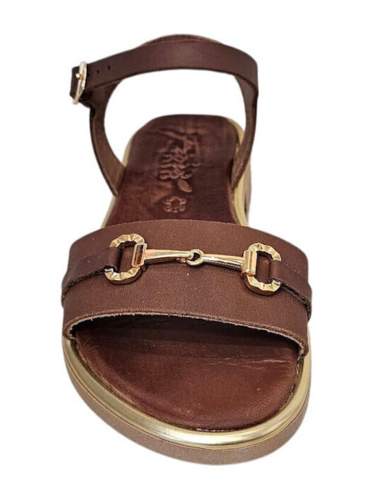 Leder Damen Sandalen Braun F27-KAFE