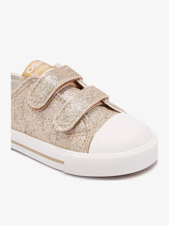 Kids Sneakers with Hoop & Loop Closure Gold