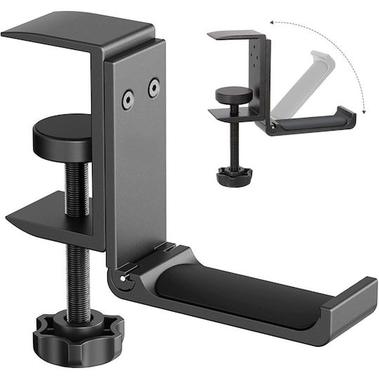 Suport Multifuncțional Pentru Căști Zola Prindere Pe Birou Braț Rabatabil Suprafață Protectoare Din Cauciuc Aluminiu 12.3 X 8.3 X 3 Cm Negru