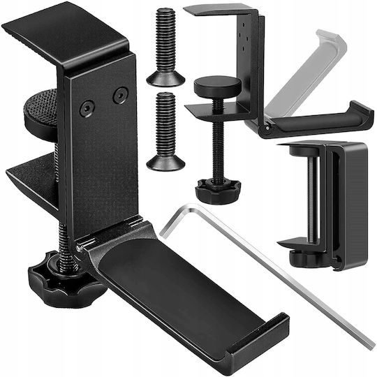 Suport Multifuncțional Pentru Căști Zola Prindere Pe Birou Braț Rabatabil Suprafață Protectoare Din Cauciuc Aluminiu 12.3 X 8.3 X 3 Cm Negru