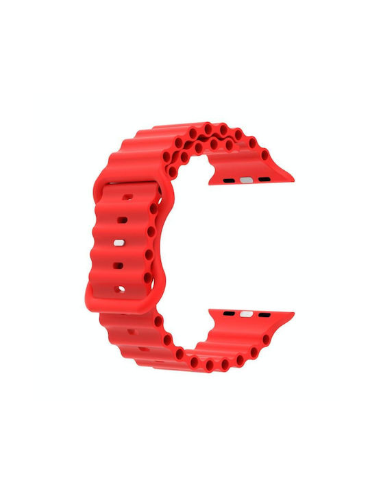 Silicone Watch Strap Ocean Style Apple Watch Ultra 49mm & Watch Ultra 2 49mm Series 9 & 8 & 7 45mm SE 3 & SE 2 & 6 & SE & 5 & 4 44mm 3 & 2 & 1 42mm Red