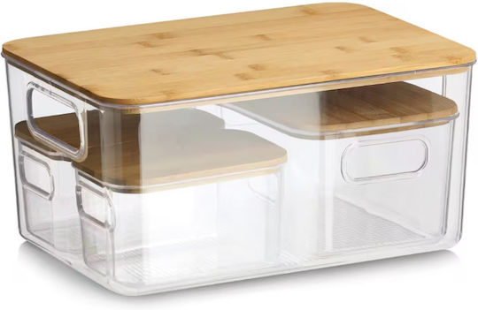 Zeller Cutie De Depozitare Din Plastic Cu Capac Transparent 31x22x15cm 4 Bucăți