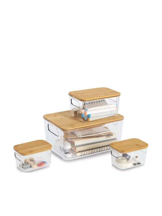 Zeller Cutie De Depozitare Din Plastic Cu Capac Transparent 31x22x15cm 4 Bucăți