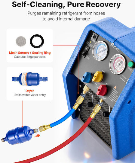 Vevor Φορητός Ανακτητής Ψυκτικού Μέσου 1 Hp 220v 50hz Διπλός Κύλινδρος Ac 1450 Rpm Ανακύκλωση Hvac Αυτοκίνητα & Οικιακά Κλιματιστικά Lmhsjbxsysdj1q2hj001v2