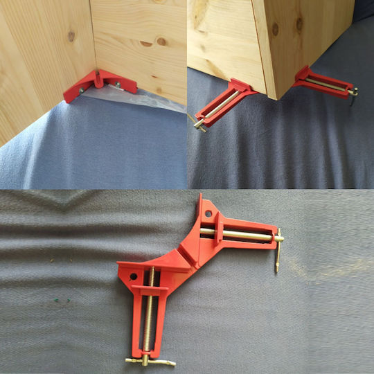 Set 4 Gehrungsklemmen Zola Holz Metall 90-Grad Winkel 75x15 Mm Rote