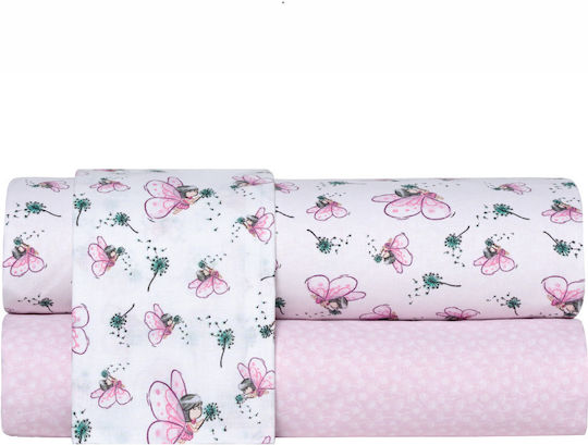 Kentia Set Baby Sheets Crib Cotton Pink 120x170cm