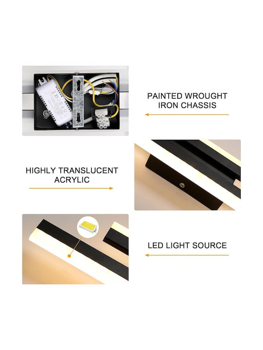 Lampa De Perete Modernă Cu LED Integrat Și Lumină Alb Rece Neagră 50x3cm