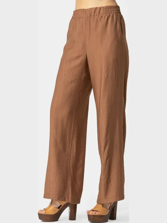 Damenhose mit Gummiband in lockerer Passform Braune