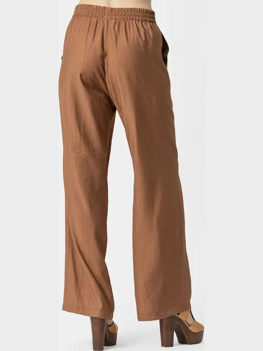 Damenhose mit Gummiband in lockerer Passform Braune