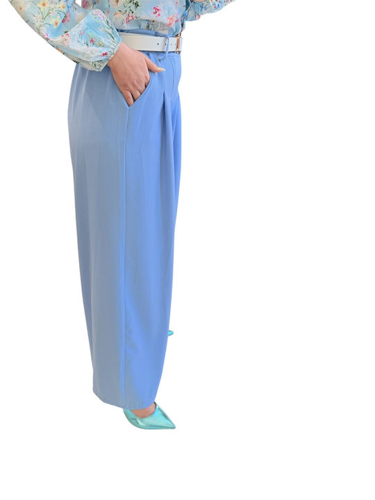 Women's High Rise Pantaloons with Rubber Band Light Blue