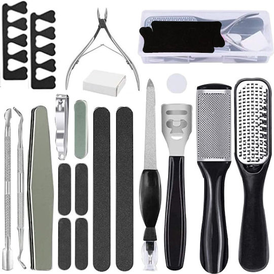 Set Pedichiură Ubx 24 Piese Pilă De Unghii Pilă Pentru Călcâi Clipper De Unghii Alte Accesorii Negre