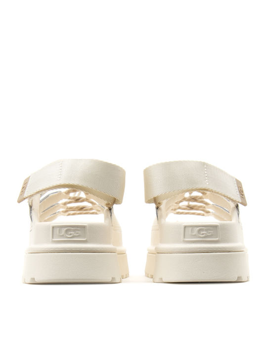 Goldenglow Leather Women's Sandals Flatforms Ecru
