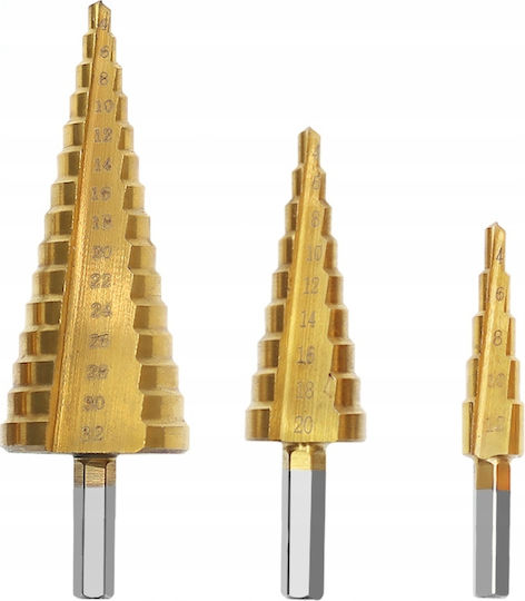 Set 3 Burghie Conice HSS Din Titan Pentru Metal