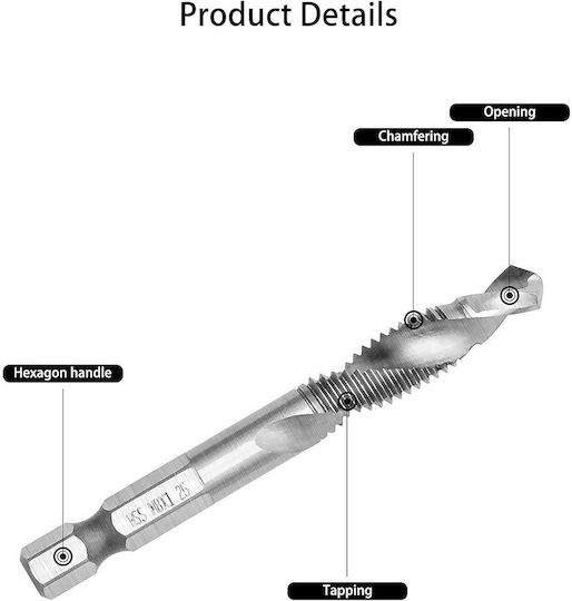 Burghiu HSS cu Cap de Foraj Hexagon Pentru Metal și Lemn 0.5mm / 57mm / 0.7mm / 60mm / 0.8mm / 1.25mm / 59mm / 1.5mm / 65mm