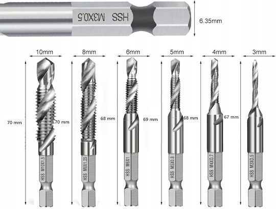 Burghie HSS Cu Cap De Foraj Hexagon Pentru Metal 0.5mm / 0.7mm / 0.8mm / 1.25mm / 1.5mm / 6.35mm