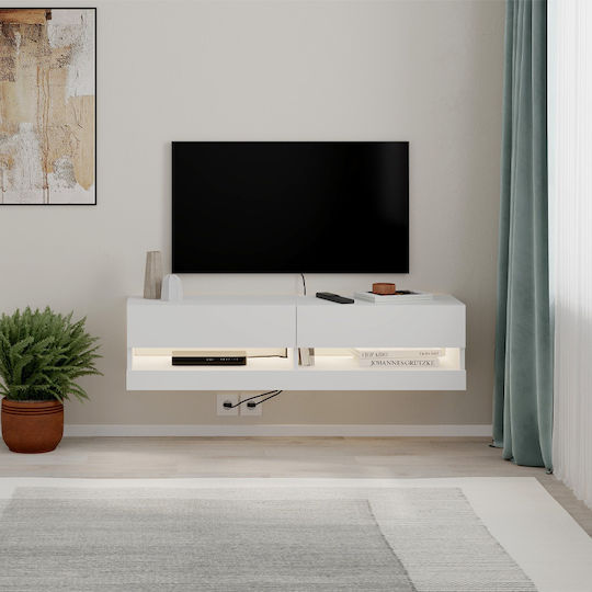 TV Stand Moon with LED Lighting White L120xD33.8xH30cm