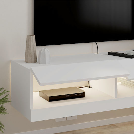 TV Stand Moon with LED Lighting White L120xD33.8xH30cm