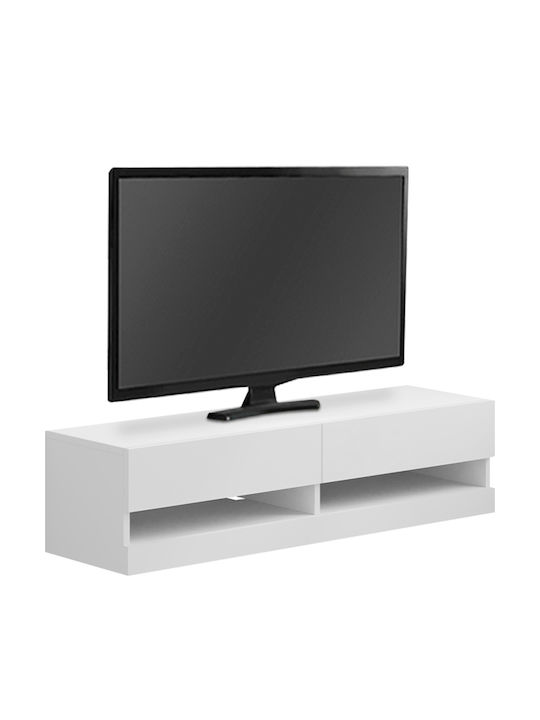 Έπιπλο Τηλεόρασης Moon με Φωτισμό LED Λευκό Μ120xΠ33.8xΥ30cm