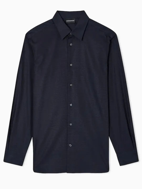 Long Sleeve Cotton Shirt in Regular Fit Navy